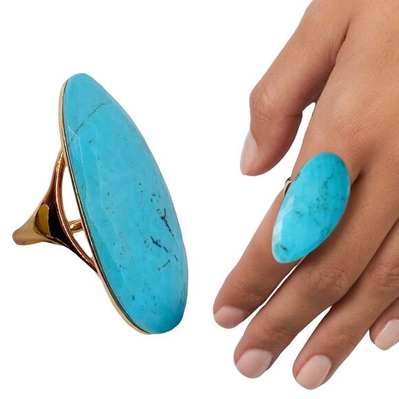 Monica Vinader Ring Nura Turquoise Cocktail 18K Rose Gold size 4.50 - Picture 1 of 5